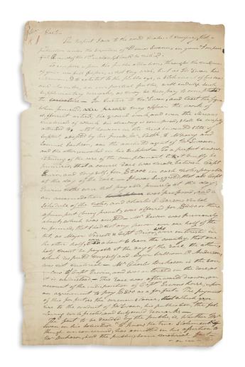 JACKSON, ANDREW. Autograph Letter Signed, to editor Thomas Eastin (Mr. Eastin),